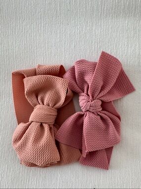 Kids Bow Headband Set - Pink & Dusty Rose